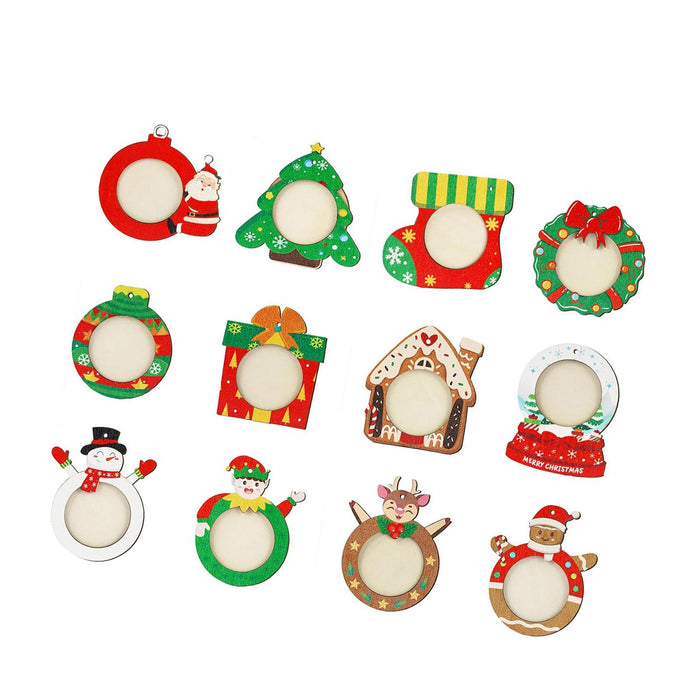 Crofta 12 Pieces Christmas Pictures Frame Hanging Ornament Parties Keepsake Pendant