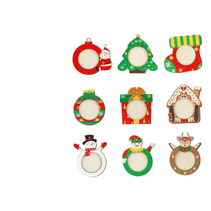 Crofta 12 Pieces Christmas Pictures Frame Hanging Ornament Parties Keepsake Pendant