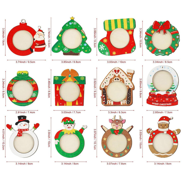 Crofta 12 Pieces Christmas Pictures Frame Hanging Ornament Parties Keepsake Pendant