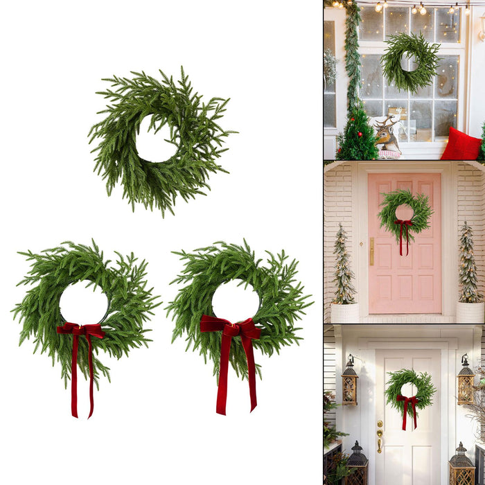 Crofta 19inch Artificial Pine Christmas Wreath Realistic for Hotels, Shopping Malls Style A