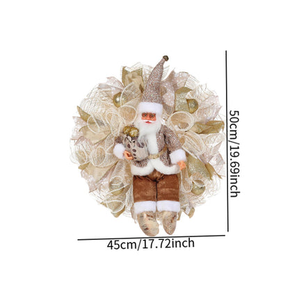 Crofta Xmas Santa Claus Wreath 20 inch Ornament for Holiday Backdrop Farmhouse golden