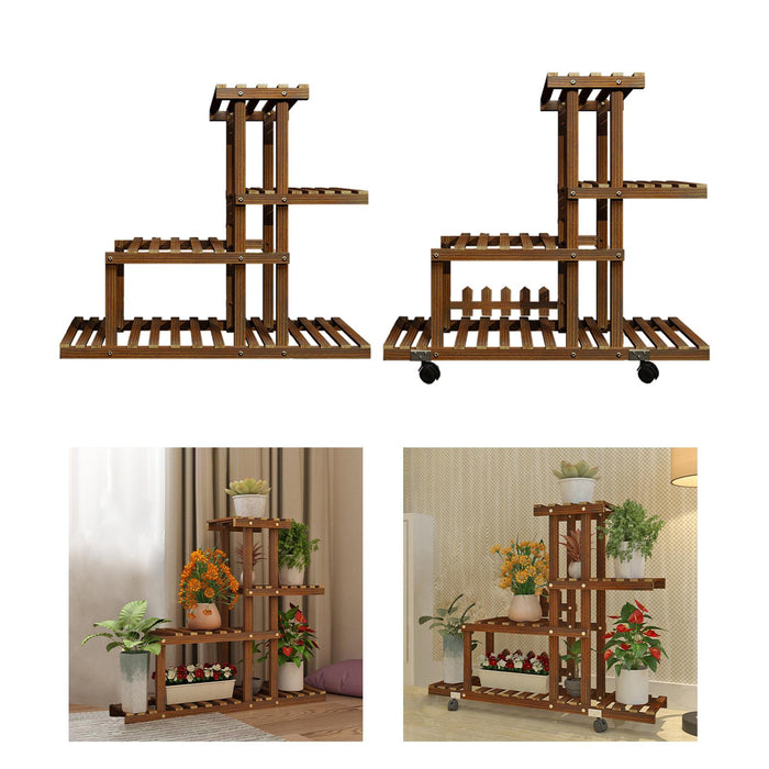 Crofta Wooden Plant Stand Heavy Duty Plant Storage Rack for Farmhouse Garden Office Without Wheels