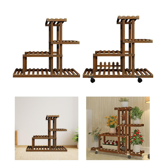 Crofta Wooden Plant Stand Heavy Duty Plant Storage Rack for Farmhouse Garden Office Without Wheels