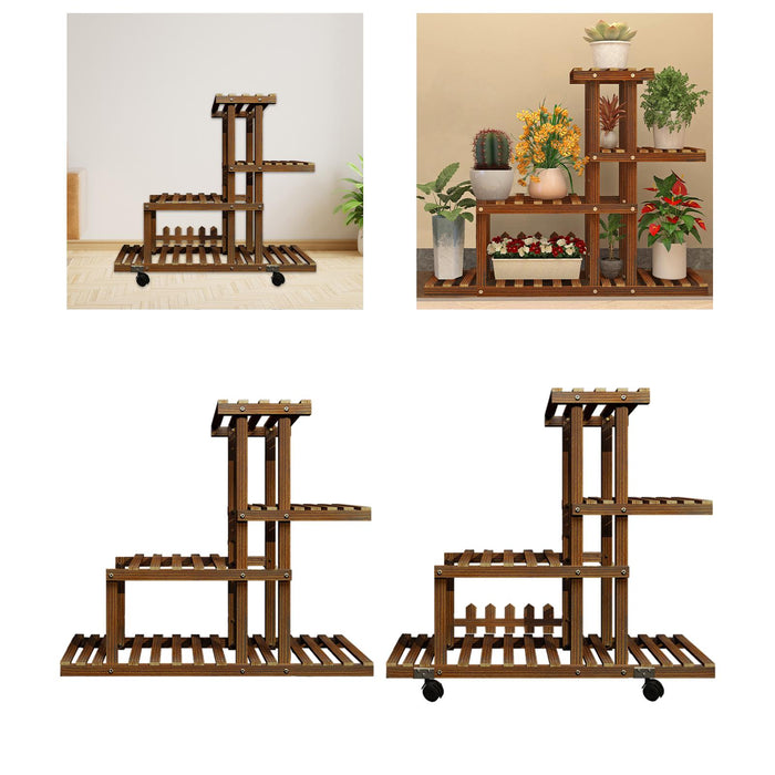 Crofta Wooden Plant Stand Heavy Duty Plant Storage Rack for Farmhouse Garden Office Without Wheels