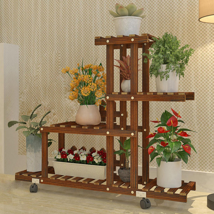 Crofta Wooden Plant Stand Heavy Duty Plant Storage Rack for Farmhouse Garden Office Without Wheels