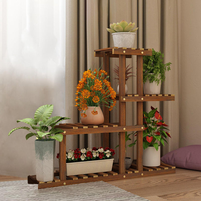 Crofta Wooden Plant Stand Heavy Duty Plant Storage Rack for Farmhouse Garden Office Without Wheels