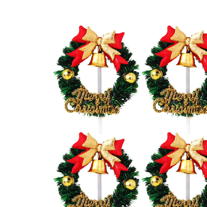 Crofta 10 Pieces Christmas Cupcake Toppers for Dessert Xmas Holiday Cupcake Toppers Wreath