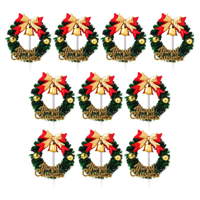 Crofta 10 Pieces Christmas Cupcake Toppers for Dessert Xmas Holiday Cupcake Toppers Wreath