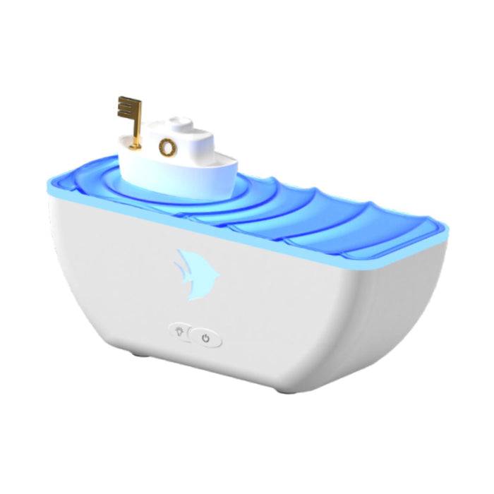 Crofta Boat Shaped Humidifier with Atmosphere Lights for Indoor Bedroom Living Room White