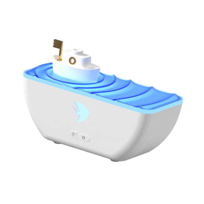 Crofta Boat Shaped Humidifier with Atmosphere Lights for Indoor Bedroom Living Room White