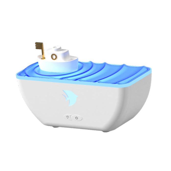 Crofta Boat Shaped Humidifier with Atmosphere Lights for Indoor Bedroom Living Room White