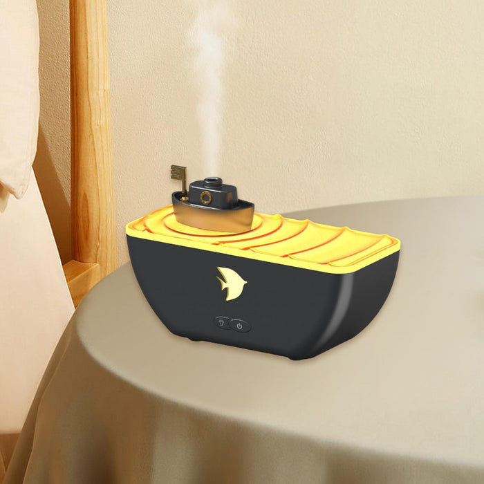 Crofta Boat Shaped Humidifier with Atmosphere Lights for Indoor Bedroom Living Room Black