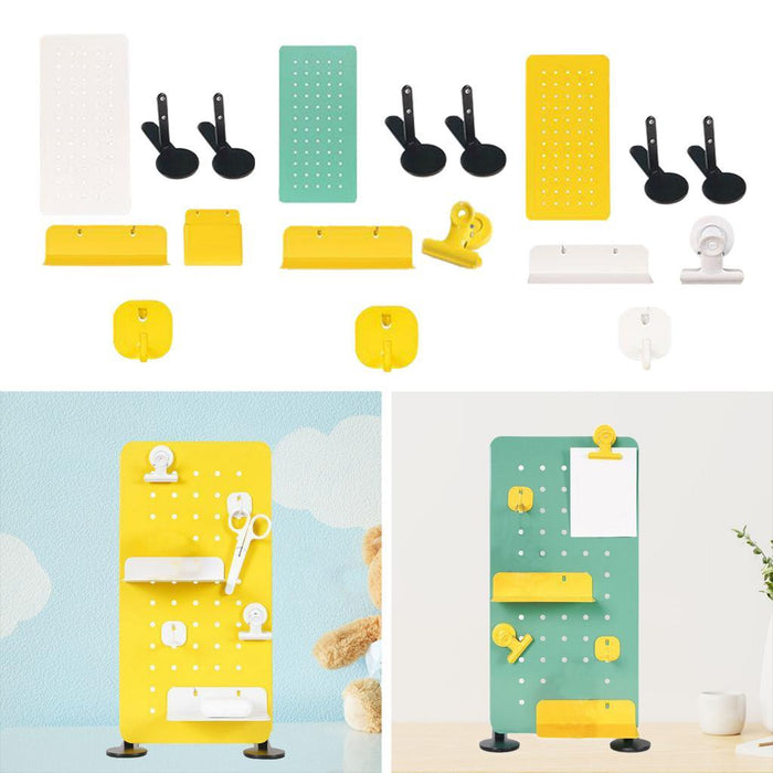 Crofta Hole Board Rack Decoration Storage Stand for Utility Room Living Room Garage White Yellow