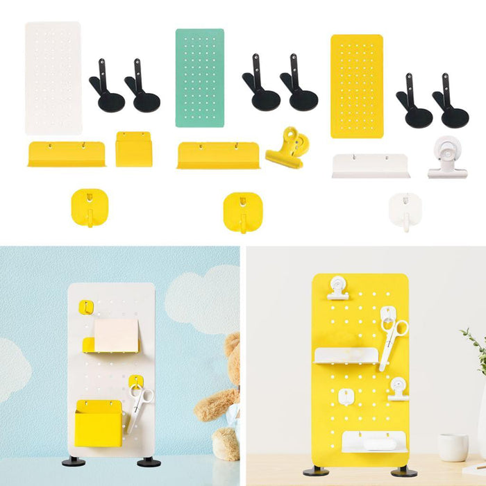 Crofta Hole Board Rack Decoration Storage Stand for Utility Room Living Room Garage White Yellow