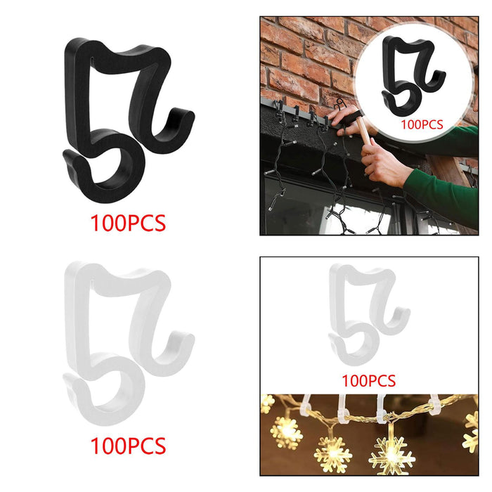 Crofta 100Pcs Christmas Light Clips Easy to Install Party Decor String Lights Clips Black