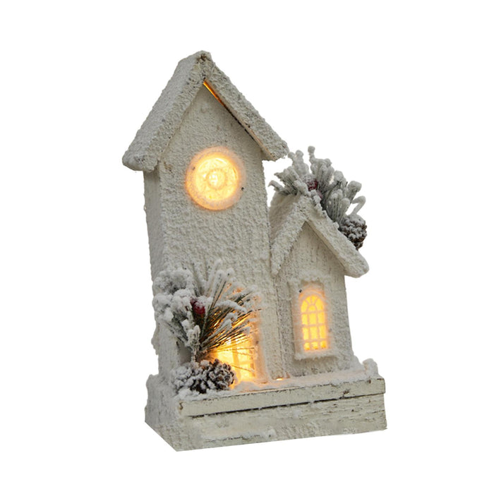 Crofta Wooden Xmas Village House Model with Light for Office Desktop Versatile Style A