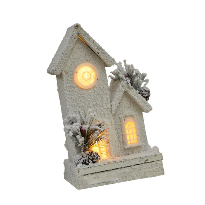 Crofta Wooden Xmas Village House Model with Light for Office Desktop Versatile Style A