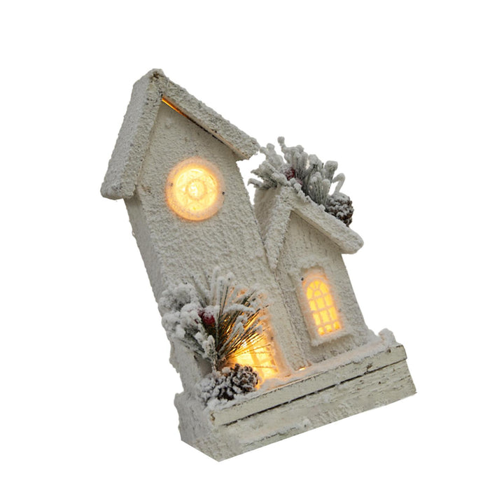 Crofta Wooden Xmas Village House Model with Light for Office Desktop Versatile Style A