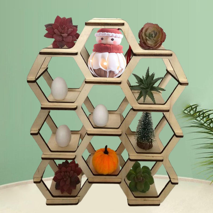 Crofta Honeycomb Shelf Convenient Creative Plant Rack for Miscellaneous Items Dolls 36cmx30cmx10cm