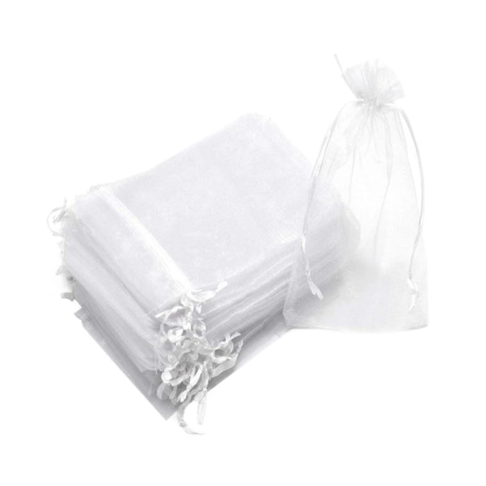 Crofta 100x Organza Bags Wedding Birthday Reusable Party Favors Christmas Gift Bags White