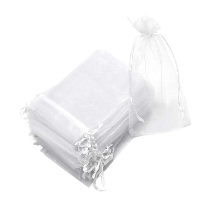 Crofta 100x Organza Bags Wedding Birthday Reusable Party Favors Christmas Gift Bags White