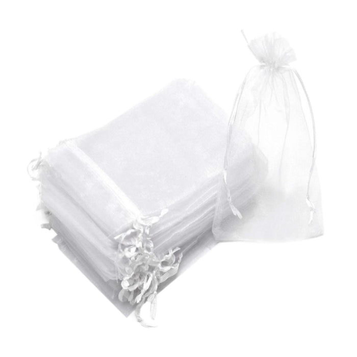 Crofta 100x Organza Bags Wedding Birthday Reusable Party Favors Christmas Gift Bags White