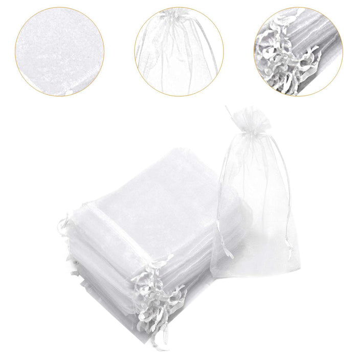 Crofta 100x Organza Bags Wedding Birthday Reusable Party Favors Christmas Gift Bags White