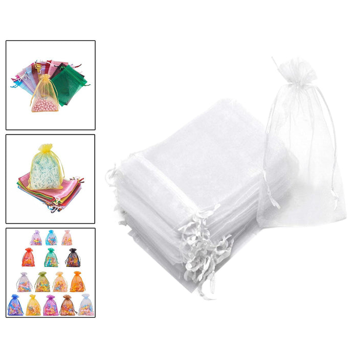 Crofta 100x Organza Bags Wedding Birthday Reusable Party Favors Christmas Gift Bags White