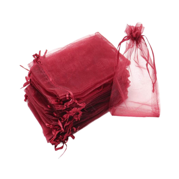 Crofta 100x Organza Bags Wedding Birthday Reusable Party Favors Christmas Gift Bags Red