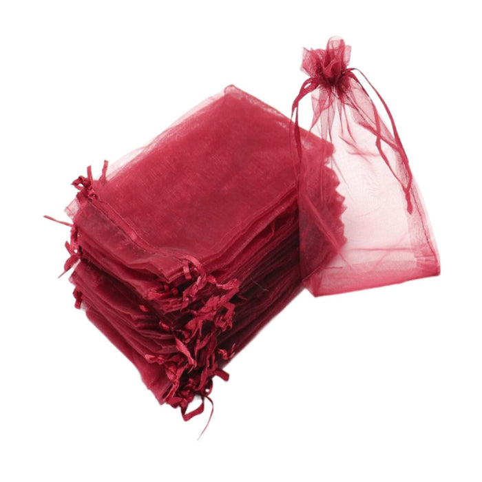 Crofta 100x Organza Bags Wedding Birthday Reusable Party Favors Christmas Gift Bags Red