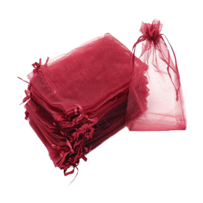 Crofta 100x Organza Bags Wedding Birthday Reusable Party Favors Christmas Gift Bags Red