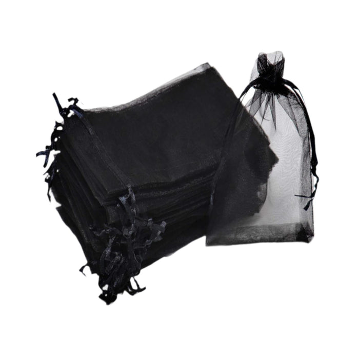 Crofta 100x Organza Bags Wedding Birthday Reusable Party Favors Christmas Gift Bags Black