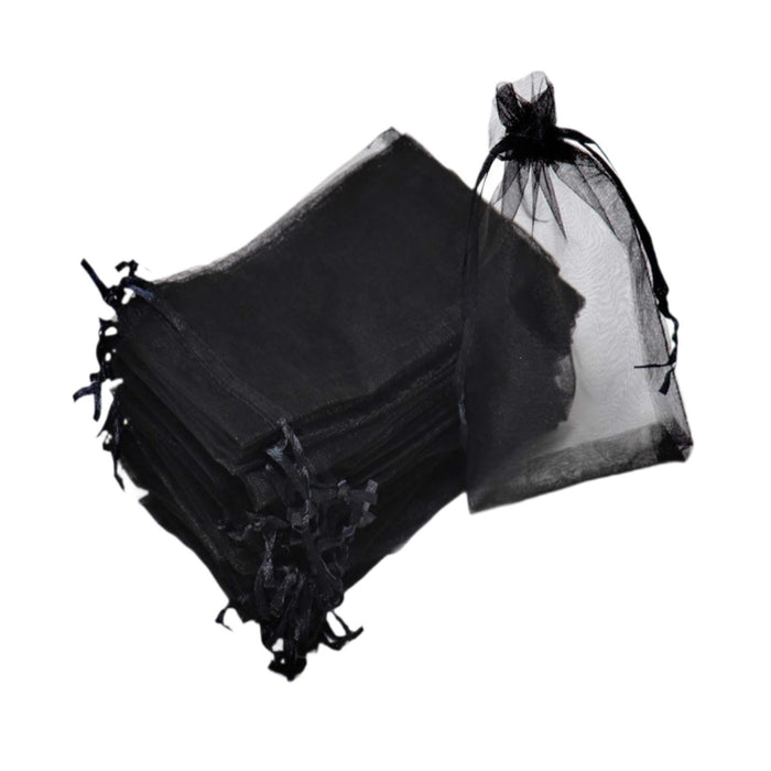 Crofta 100x Organza Bags Wedding Birthday Reusable Party Favors Christmas Gift Bags Black