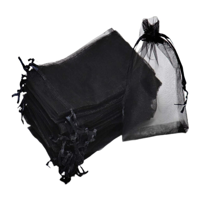 Crofta 100x Organza Bags Wedding Birthday Reusable Party Favors Christmas Gift Bags Black