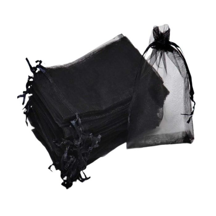 Crofta 100x Organza Bags Wedding Birthday Reusable Party Favors Christmas Gift Bags Black