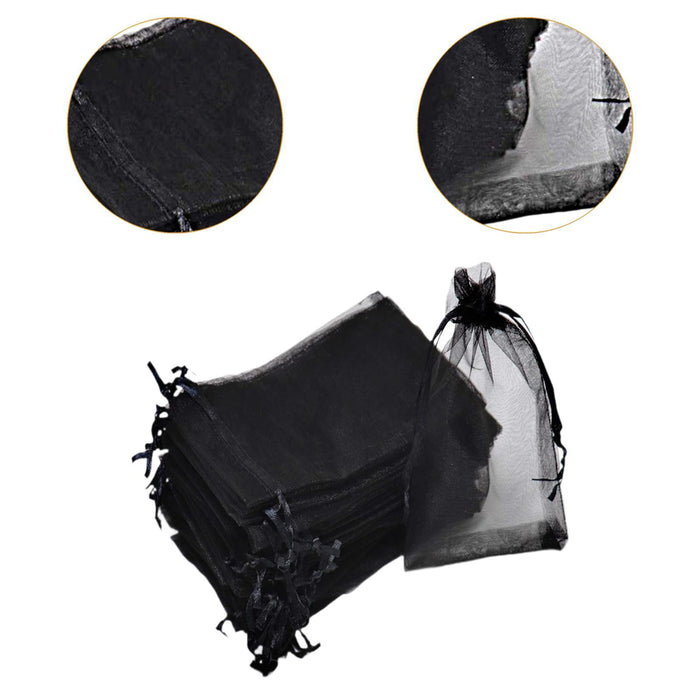 Crofta 100x Organza Bags Wedding Birthday Reusable Party Favors Christmas Gift Bags Black