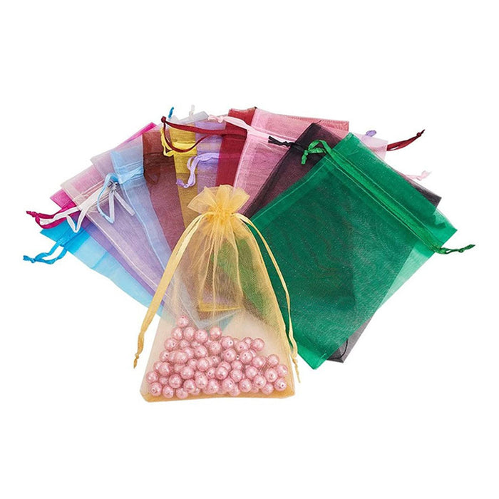 Crofta 100x Organza Bags Wedding Birthday Reusable Party Favors Christmas Gift Bags Black