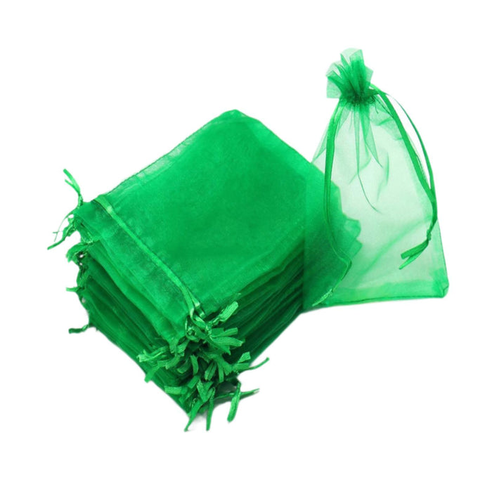 Crofta 100x Organza Bags Wedding Birthday Reusable Party Favors Christmas Gift Bags Green