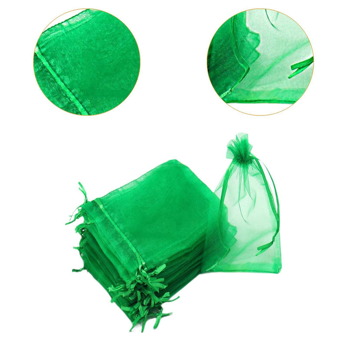 Crofta 100x Organza Bags Wedding Birthday Reusable Party Favors Christmas Gift Bags Green