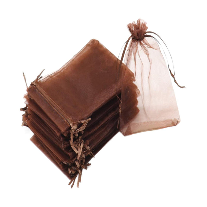 Crofta 100x Organza Bags Wedding Birthday Reusable Party Favors Christmas Gift Bags Brown