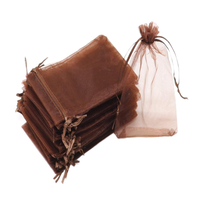 Crofta 100x Organza Bags Wedding Birthday Reusable Party Favors Christmas Gift Bags Brown