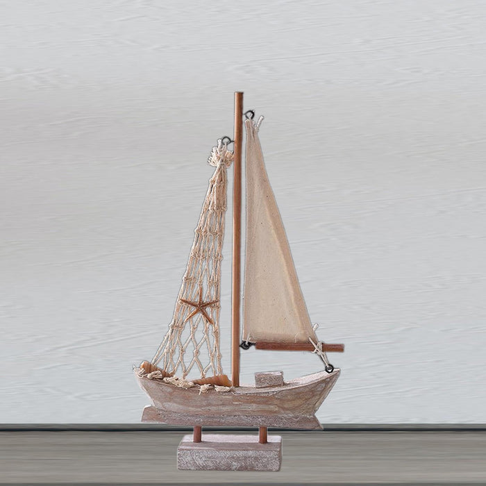 Crofta Wood Sail Boat Photo Props Miniature Sailing Boat for Countertop Office Home 28cmx15.5cmx4cm