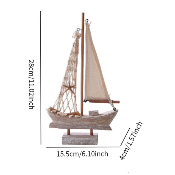 Crofta Wood Sail Boat Photo Props Miniature Sailing Boat for Countertop Office Home 28cmx15.5cmx4cm