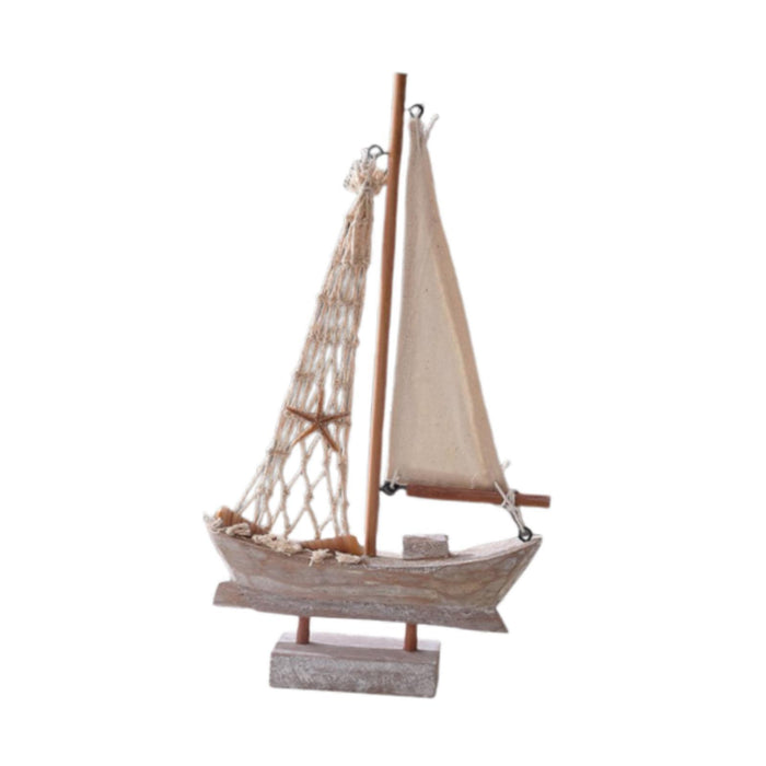 Crofta Wood Sail Boat Photo Props Miniature Sailing Boat for Countertop Office Home 28cmx15.5cmx4cm