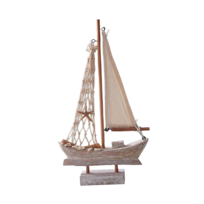 Crofta Wood Sail Boat Photo Props Miniature Sailing Boat for Countertop Office Home 28cmx15.5cmx4cm