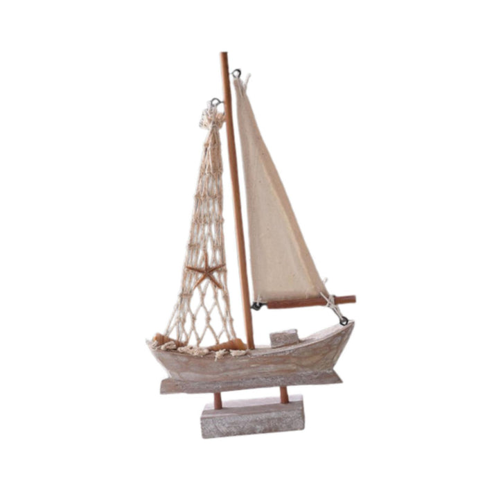 Crofta Wood Sail Boat Photo Props Miniature Sailing Boat for Countertop Office Home 28cmx15.5cmx4cm