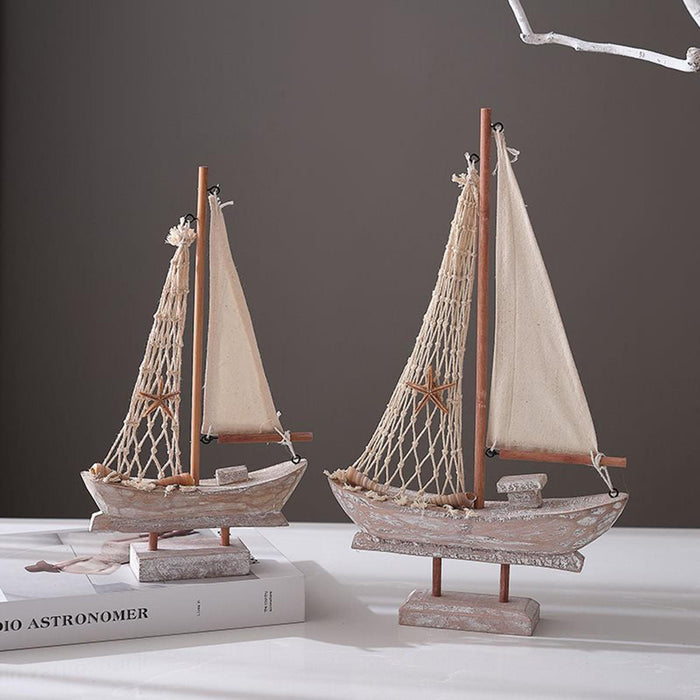 Crofta Wood Sail Boat Photo Props Miniature Sailing Boat for Countertop Office Home 28cmx15.5cmx4cm