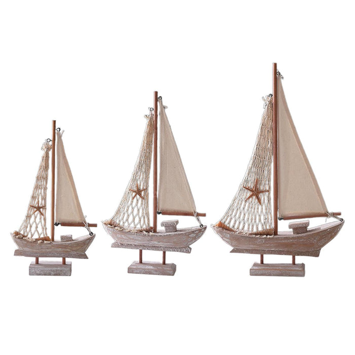 Crofta Wood Sail Boat Photo Props Miniature Sailing Boat for Countertop Office Home 28cmx15.5cmx4cm