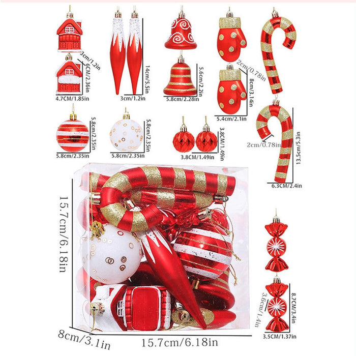 Crofta 16 Pieces Christmas Hanging Decorations Indoor for Farmhouse Bedroom Holiday Red