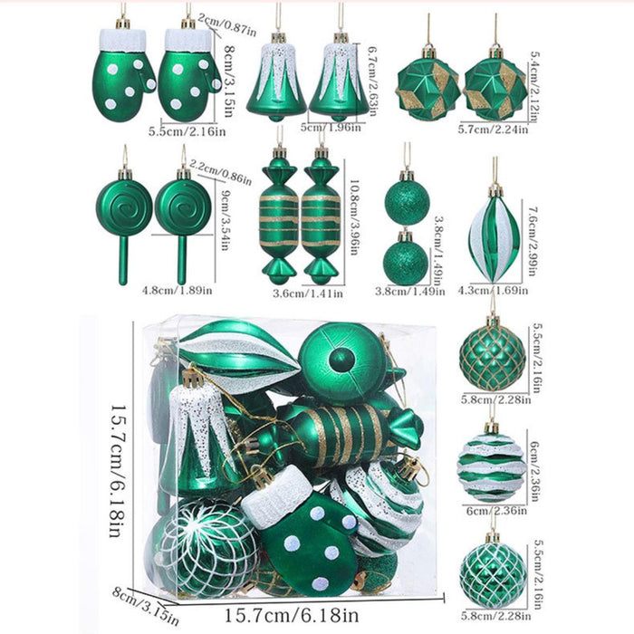 Crofta 16 Pieces Christmas Hanging Decorations Indoor for Farmhouse Bedroom Holiday Dark Green